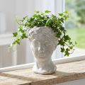 Vaso para plantas cabeça de mulher plantador decorativo branco lavado 15×16×21cm | Floristik24.pt