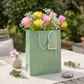 Saco de presente listras verdes claras douradas 18×10×23cm 1ud | Floristik24.pt