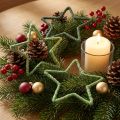 Estrelas de juta para decoração de Natal poinsétias verdes 15cm 8 un | Floristik24.pt