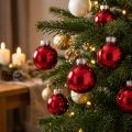 Enfeites de Natal de vidro na cor vermelha, Ø4cm, 24 peças | Floristik24.pt