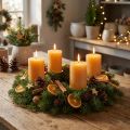 Velas de pilar de cor sólida, velas decorativas cor de mel, decoração de Advento, 70x80mm, conjunto de 4, alta qualidade | Floristik24.pt