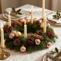 Bola de Natal em vidro dourado rosa com espelho e frutas vermelhas Ø40mm 32 peças | Floristik24.pt