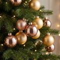 Bolas de Natal em vidro verdadeiro dourado e rosa Ø60mm 24 peças | Floristik24.pt