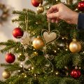 Pingente de decoração de natal estrela de coração dourado de natal 4 peças | Floristik24.pt