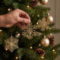 Cabide decorativo madeira flocos de neve deco ouro inverno Ø10cm 9 unidades | Floristik24.pt