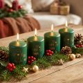 Velas de Natal verdes, conjunto de 4, Ø5cm, A6cm, decoração de Advento | Floristik24.pt