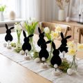 Suporte para decoração de mesa coelhinhos da Páscoa em feltro preto 19 cm 12 unidades | Floristik24.pt