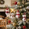 Decorações para árvores de Natal, boneco de neve com chapéu Alt.9cm 4 unidades | Floristik24.pt