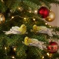 Pássaro decorativo de Natal com prendedor, verde, com glitter, 12 cm, 6 peças sortidas. | Floristik24.pt