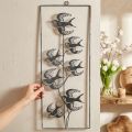 Decoração de metal para pendurar, andorinhas, decoração de parede Prata, branco lavado H47,5cm | Floristik24.pt