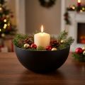 Castiçal prata preta decoração de natal Ø13cm H6.5cm | Floristik24.pt