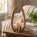 Lanterna de madeira lanterna de vidro decoração de sala Ø12cm Alt.20cm | Floristik24.pt