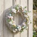 Guirlanda decorativa, madeira, rattan, branco natural, Ø40cm, A9,5cm | Floristik24.pt