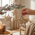 Estrela decorativa para pendurar estrela de juta natural Ø18cm 4 un | Floristik24.pt