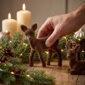 Figura decorativa veado fulvo flocado figuras de Natal marrons 10,5 cm 6 un | Floristik24.pt
