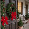 Laço decorativo laço de veludo vermelho com 4 cm de largura Laço de Natal para exterior 15 × 18 cm 2 unidades | Floristik24.pt