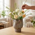 Vaso decorativo floreira de cerâmica metálico marrom cinza azul 16,5×20,5cm | Floristik24.pt