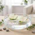 Lírio-d'água artificial flutuante para decoração de mesa, cor creme/branco, Ø15cm, 2 peças | Floristik24.pt