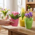 Vaso de papel para plantas tecido rosa amarelo verde Ø9cm Alt.18cm 9 unidades | Floristik24.pt