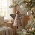 Sino decorativo Anjo da Guarda em metal bronze 19,5x12x19cm Estilo vintage shabby chic para decoração de quarto | Floristik24.pt