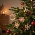 Estrelas de palha decorações para árvores de Natal palha vermelho natural Ø4-6cm 17 unidades | Floristik24.pt