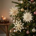 Estrelas de papel, enfeites de Natal, ornamentos para árvore, branco e dourado, 15 cm, 6 peças | Floristik24.pt