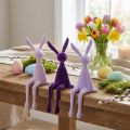 Conjunto de 3 coelhinhos de Páscoa para decoração de prateleira, 36 cm, cor lilás aveludado. | Floristik24.pt
