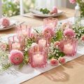 Porta-velas em formato de flor, em vidro rosa, Ø7,5cm A6cm, conjunto com 6 peças | Floristik24.pt