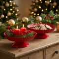 Prato de metal vermelho pequeno prato decorativo com base de metal Ø14cm 2 peças | Floristik24.pt