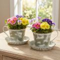 Copo decorativo metal branco lavado antigo Ø9cm H8cm 2 unidades | Floristik24.pt