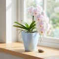 Vaso de orquídea brilhante Ø12,5cm branco 1ud | Floristik24.pt