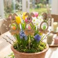 Coelhinho da Páscoa de madeira, plugues de flores Páscoa, plugues de coelho 8,5cm 12uds | Floristik24.pt