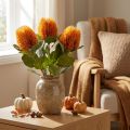 Flores artificiais, Banksia, Proteaceae Laranja C58cm A6cm 3 unidades | Floristik24.pt
