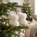 Botas com botas de pele decoração de árvore de Natal brancas 7cm 2 unidades | Floristik24.pt