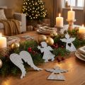 Decoração dispersa decoração de anjo de natal brilho prateado Alt.8cm 24 unidades | Floristik24.pt