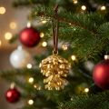 Cones decorativos de pinhas para pendurar Dourado H6cm | Floristik24.pt