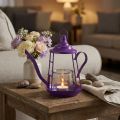 Porta-velas lanterna de vidro bule roxo Ø13cm Alt.22cm | Floristik24.pt