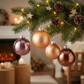 Bolas para árvore de Natal em vidro damasco rosa Ø6cm 24 unidades | Floristik24.pt