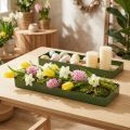 Bandeja decorativa, metal e madeira, verde, 35,5×11×3cm, 2 peças | Floristik24.pt
