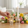 Castiçal em bastão porta-vela de vidro Ø5cm Alt.8cm 4 un | Floristik24.pt