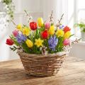 Vaso decorativo em forma de cesta, Ø24cm, marrom claro, feito de materiais naturais, para decoração de flores e presentes. | Floristik24.pt