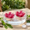 Decoração de mesa artificial de lírio d'água flutuante fúcsia Ø15cm 2 peças | Floristik24.pt
