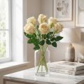 Flores artificiais rosa creme Ø6cm C50cm 6pcs | Floristik24.pt