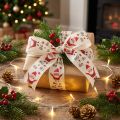 Fita de Natal com Papai Noel fita de algodão creme 40mm 15m | Floristik24.pt