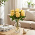 Arranjo floral de buquê de rosas para decoração elegante da sala de estar, 44cm, 6 peças. | Floristik24.pt