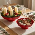Prato decorativo retrô de metal com base de metal vermelho Ø24cm 2 unidades | Floristik24.pt