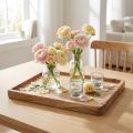 Bandeja decorativa retangular em madeira de acácia com acabamento natural, 30×25cm | Floristik24.pt