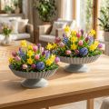 Prato decorativo cinza com base em chapa metálica Ø14cm 2 peças | Floristik24.pt