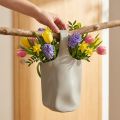 Vaso Decorativo Cerâmica Bolsa Shopper Cinza 19×4,5×33cm | Floristik24.pt