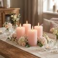 Conjunto de 4 velas decorativas em tom rosa sólido, 70×80mm - Velas para criar um ambiente acolhedor. | Floristik24.pt